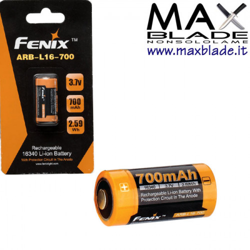 FENIX Batteria Ricaricabile 16340 (RCR123) 700 mAh Protetta