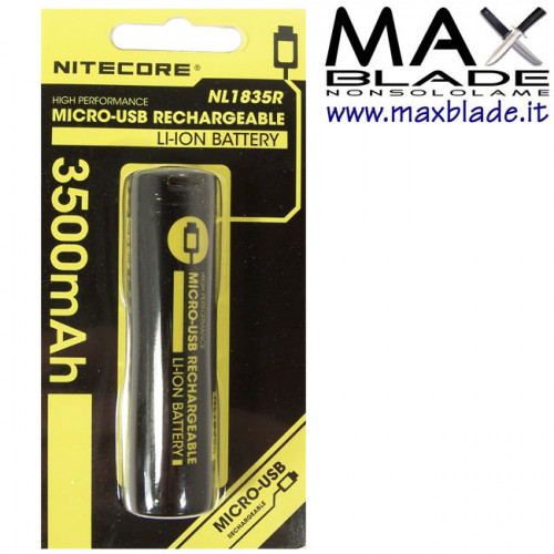 NITECORE Batteria Ricaricabile 18650 3500 mAh con micro USB